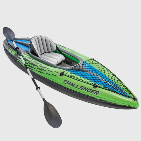 kayak vert et bleu gonflable