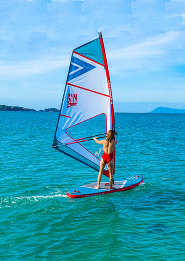 mise en situation de la planche à voile en mer