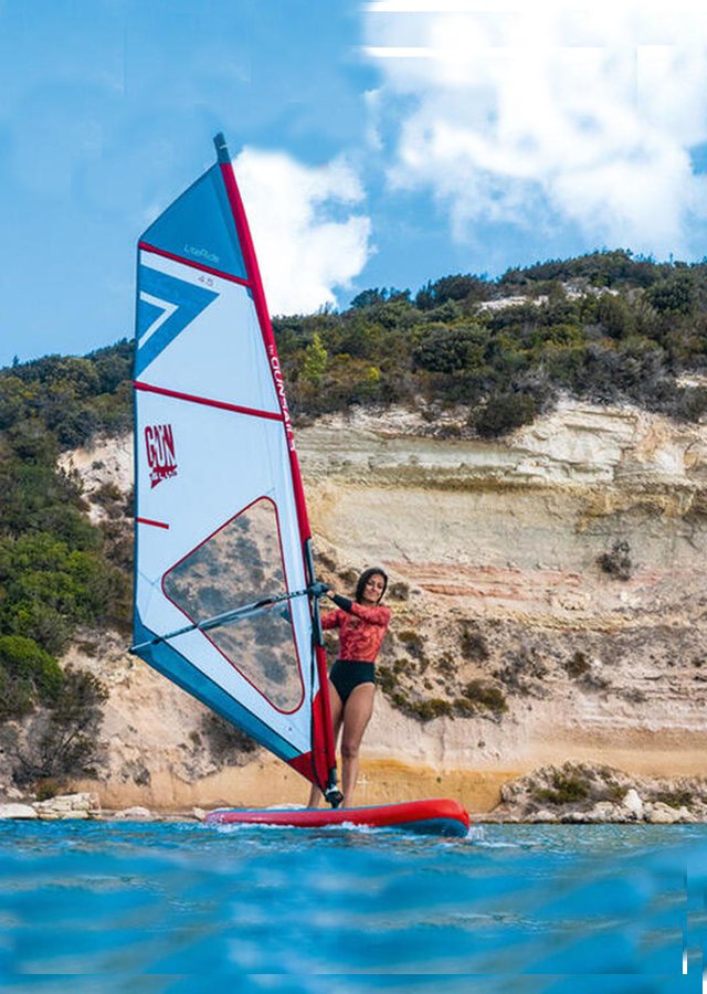 mise en situation de la planche à voile en mer