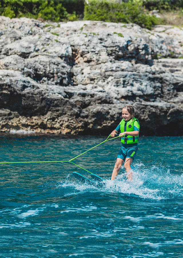 Mise en situation Trainer ski nautique bleu