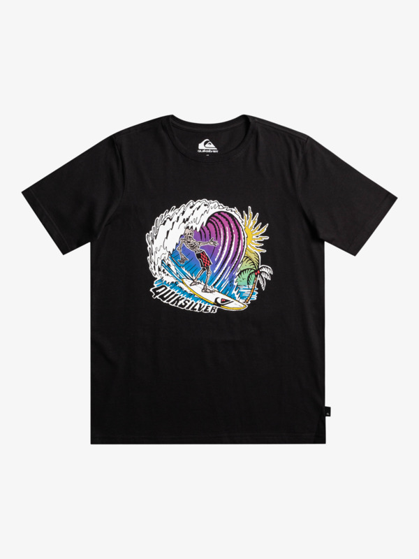 Produit Enfant 2 - T-shirt noir illustration surf vague palmier